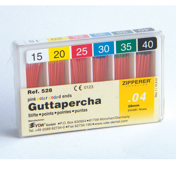 GUTTAPERCHA 04 CONICIDAD 15-40 VDW – Punte endodontiche ISO 60pz