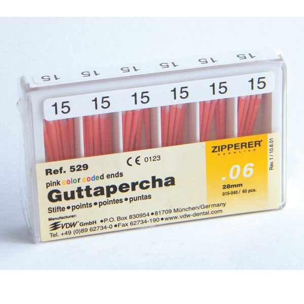 GUTTAPERCHA 06 CONICIDAD Nş15 ART.529 – Puntas endodónticas VDW 60u