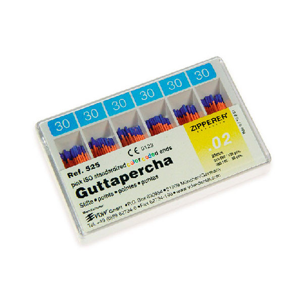 GUTTAPERCHA 20 ART.525 – Pointes standardisées ISO, VDW, 120 u.