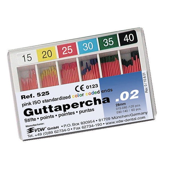 GUTTAPERCHA 35 ART.525 – Pointes standardisées ISO, VDW, 120 u.