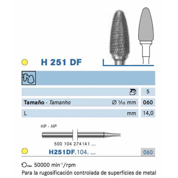 H251DF-060 KOMET – Fresa PM carburo tungsteno para metal, 1 ud.