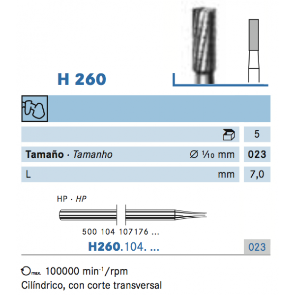 H260-023K FRESA FG PM C.TUNGS. – Fresa carburo tungsteno para laboratorio KOMET