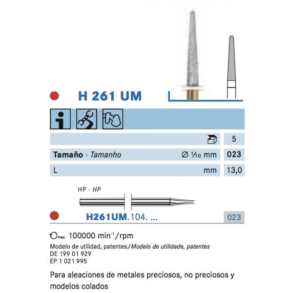 H261UM-023 FRESA PM C.TUNGS. – Fresa finitura metalli KOMET