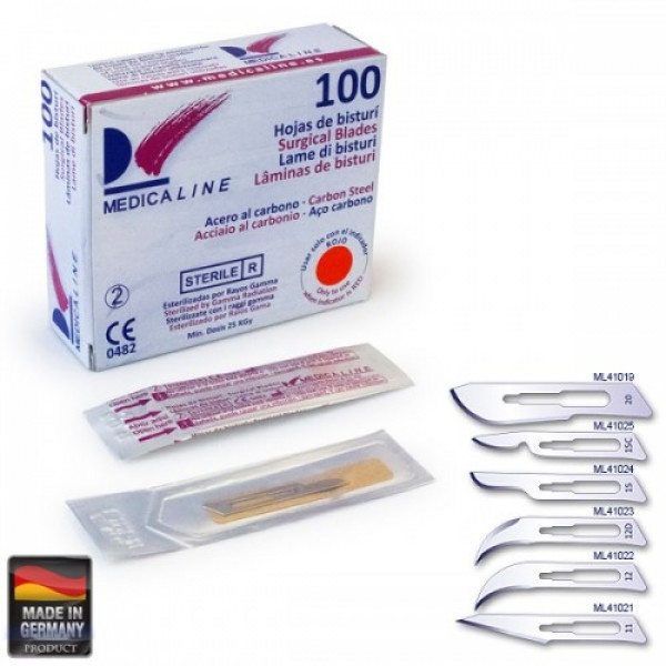 Hojas de bisturi (MEDICALINE) No. 12D – Hoja quirúrgica de acero al carbono