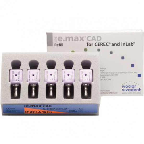 IPS e.MAX CAD CEREC/INLAB LT A2 A16(L) – Bloque disilicato de litio IVOCLAR (5 uds)