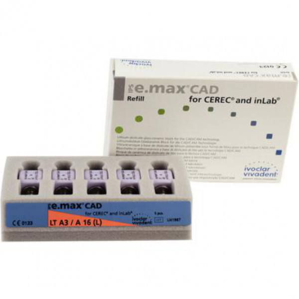 IPS e.MAX CAD CEREC/INLAB LT A3 A16(L) – Blocos cerâmicos baixa translucidez (5 un)
