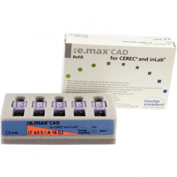 IPS e.MAX CAD CEREC/INLAB LT A3,5 A16(L) – Bloques de disilicato de litio (5 uds)