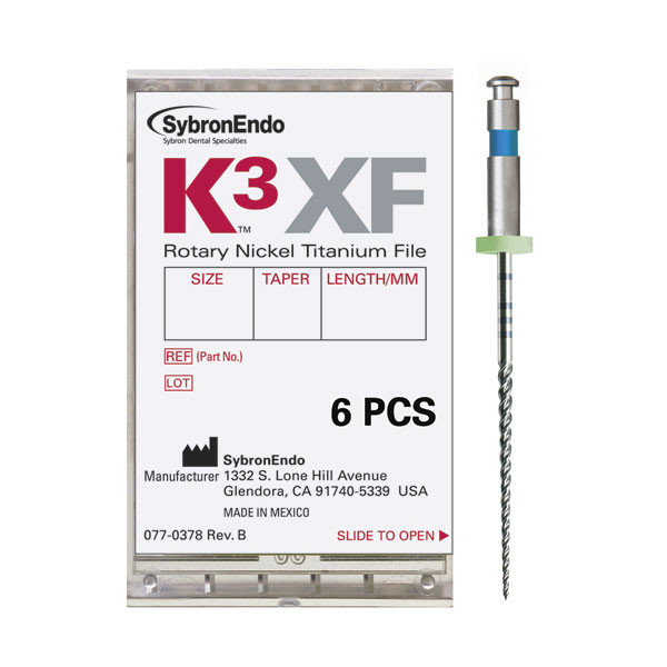K3 XF FILE .35/.04 21mm – Lima rotatória NiTi para endodoncia Kerr (6 unid.)