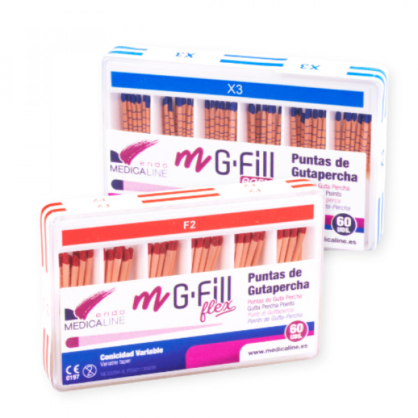 PUNTAS DE GUTAPERCHA M-CONIC FLEX F1 – Puntas endodóncicas, 60 uds.