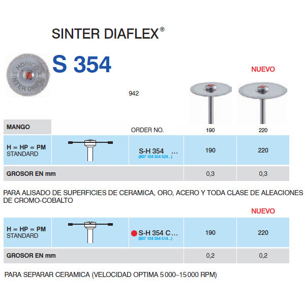 SH354-190 PM DISCO DIAM.MACIZO – Disco de diamante sinterizado Horico