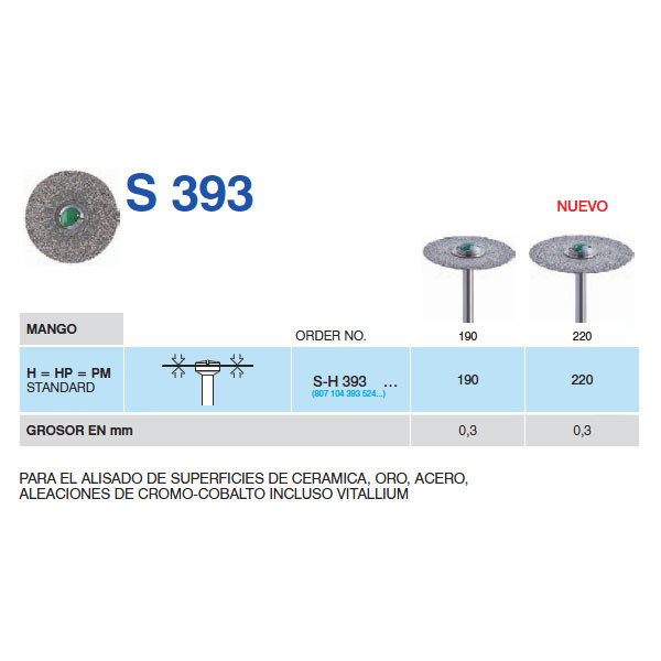 SH393-190 PM DISCO DIAM.MACIZO – Disco de diamante sinterizado Horico