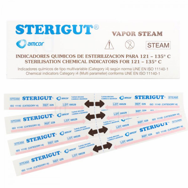 Sterigut indicador quimico – Bandes de contrôle pour stérilisation à la vapeur AMCOR