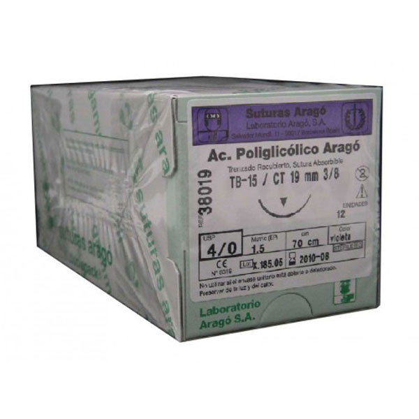 SUTURA A.POLIGLICOLICO TB-15 5/0 – Suture résorbable ARAGO (12u)