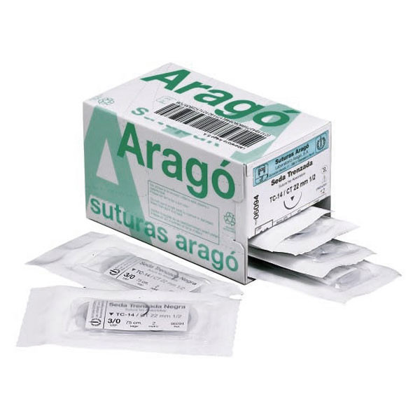 SUTURA SEDA TB-10 6/0 – Fil de soie tressé non résorbable avec aiguille triangulaire