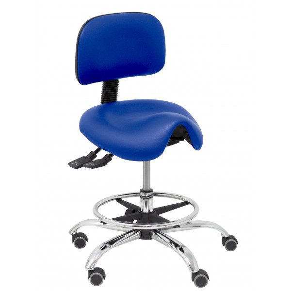 Taburete para clínica dental con asiento anatómico – Ergonomikus szék háttámlával, kék