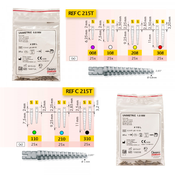 UNIMETRIC ESPIGAS RADICULARES – Système de tenons 0.8mm, 25u.