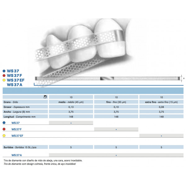 WS37 KOMET Tiras diamantadas – Contorneado y acabado interproximal, 10u