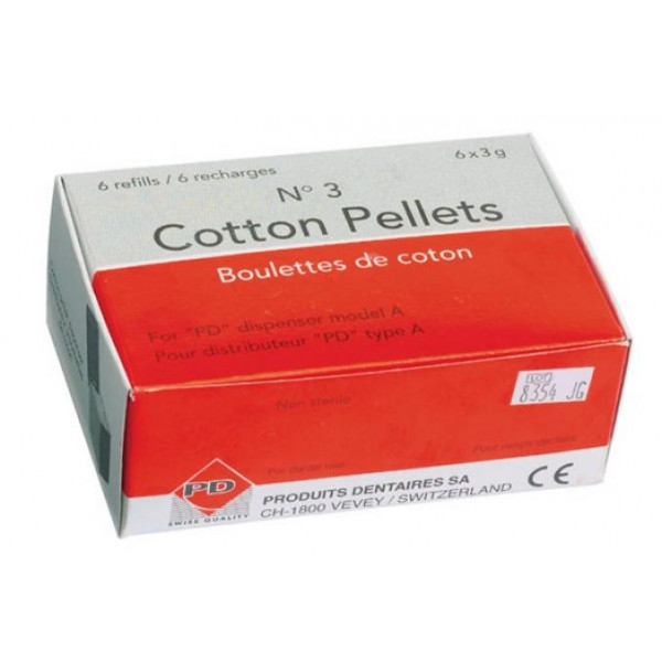 Pellets de algodón Nº3 – Fogászati pamutpellet, 6x3g