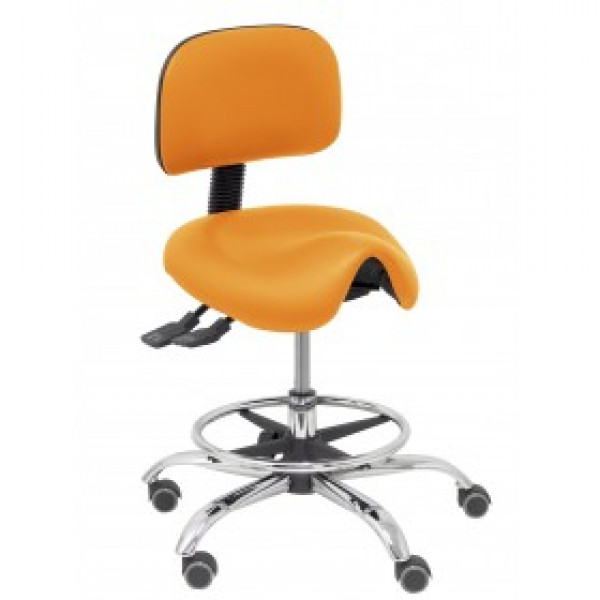 Taburete para clinica dental con asiento naranja – Sgabello ergonomico per odontoiatria