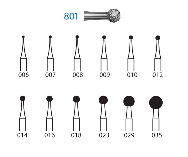 801.314.008 KOMET – Broca de diamante FG forma bola 5 un