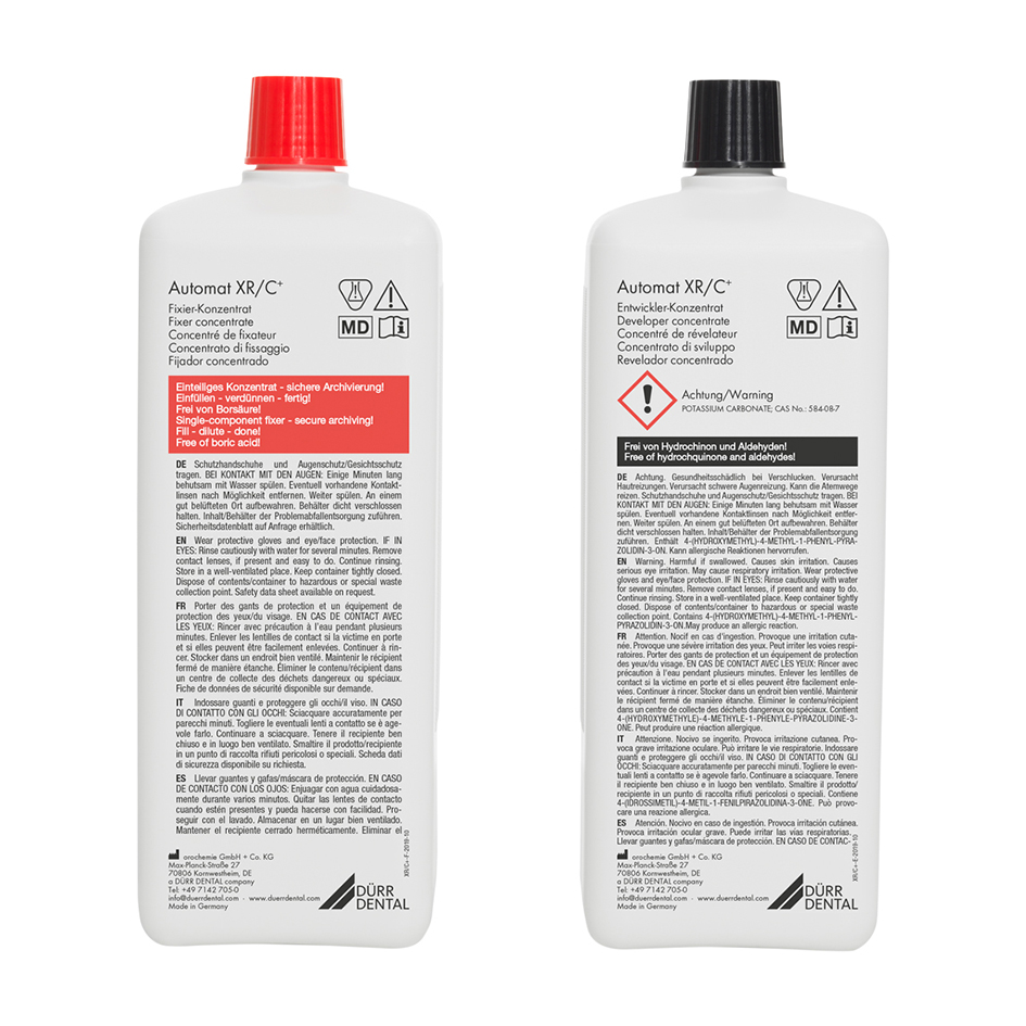 SET QUIMICOS AUTOMAT XR – Conjunto de revelação e fixação para processadoras Dürr 2x2x5L