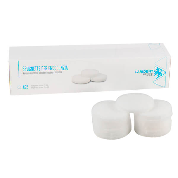 ESPONJAS ENDODONTICAS LARIDENT 1CM. DIAM. 25U. – Esponjas de poliuretano para limpieza de limas, Larident C92, 25 uds