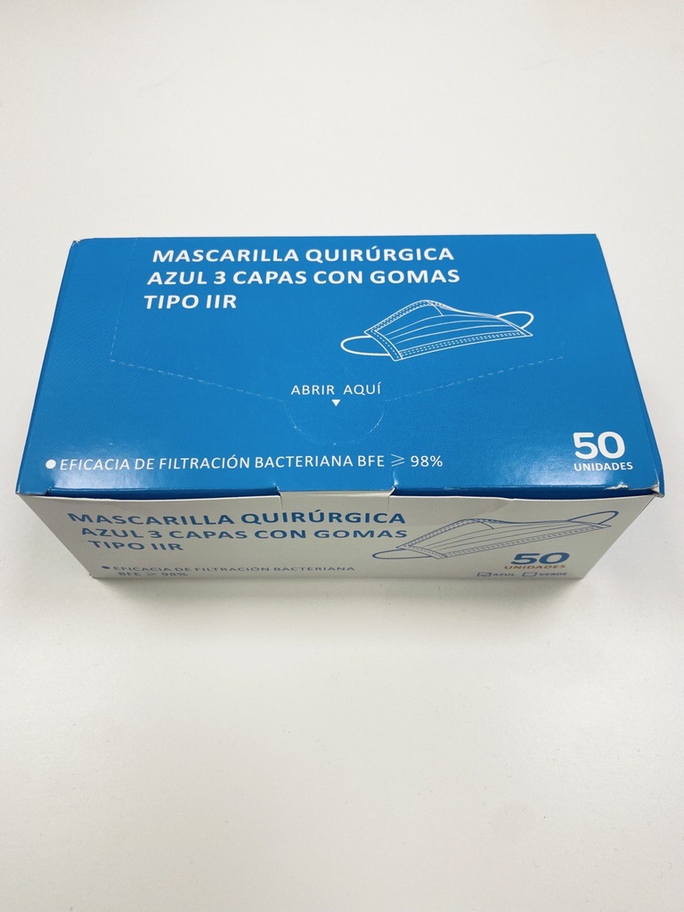 Mascarillas quirúrgicas Tipo IIR – Tripla camada, 50 unidades