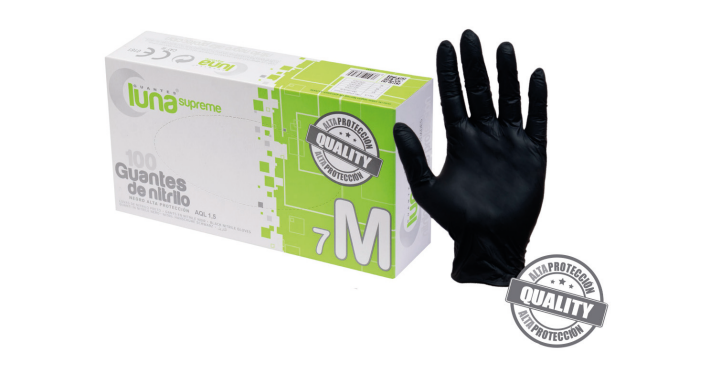 GUANTES SUPREME DE NITRILO NEGRO – Luvas de nitrilo alta proteção 5,5g LUNA