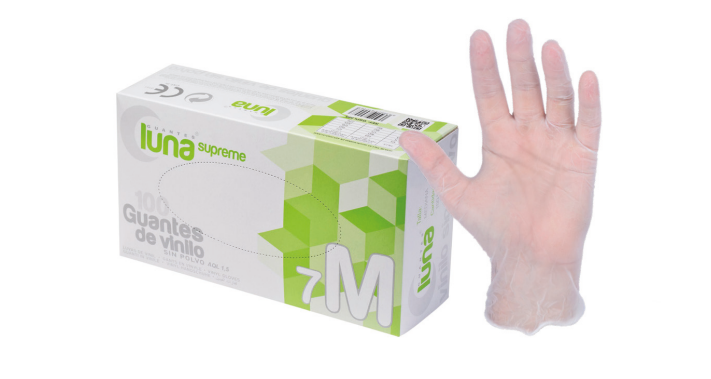 GUANTES SUPREME DE VINILO SIN POLVO – Guantes de examen ambidiestros LUNA