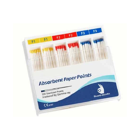 PUNTAS PAPEL SURE DENT F1 – Abszorbens papírcsúcsok, SURE DENT, 100 db